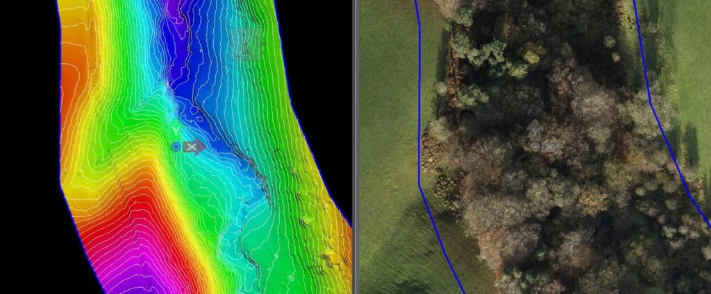 Drone LiDAR capturing accurate ground levels beneath tree canopy